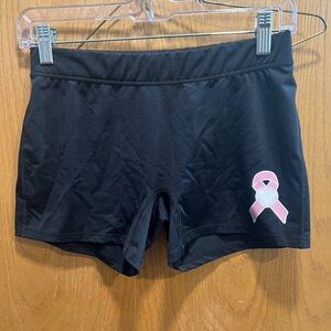 Augusta Sportswear Black Athletic Shorts with Pink Ribbon volleyball spandex